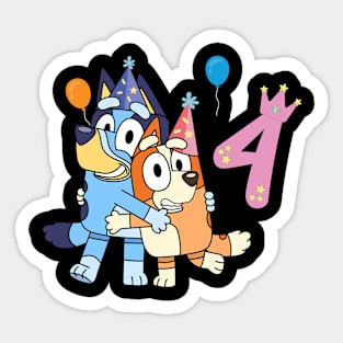 Bluey Happy 4 Years Birthday Sticker